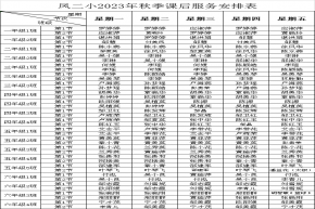 凤二小2023年秋季课后服务安排表